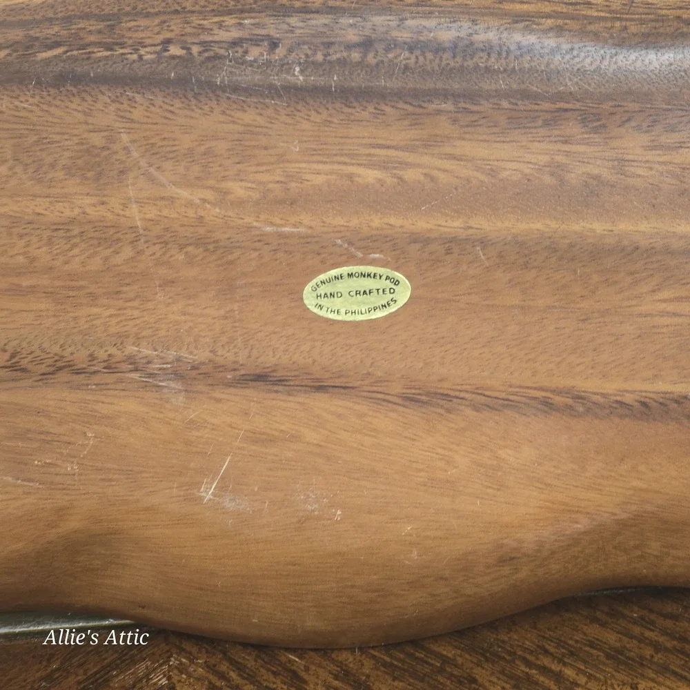 Very Vintage Monkey Pod Wooden Divided Dish‎ Serving Bowl Tray Philippines